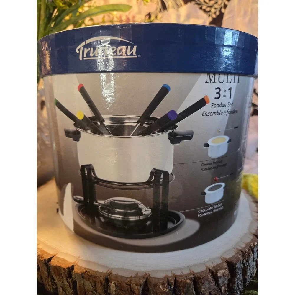 😎Trudeau Multi 3 in 1 Fondue Set 12 Piece Stainless‎ Steel Stoneware 0825962